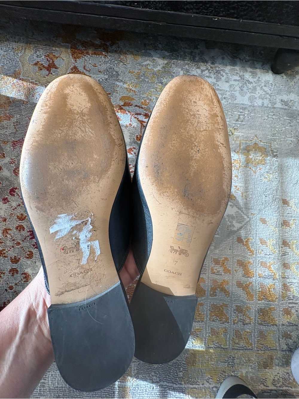 Coach Black Leather Slip-On Loafers with Tan Insole - Picture 10 of 10